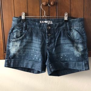 Express cuffed blue jean shorts